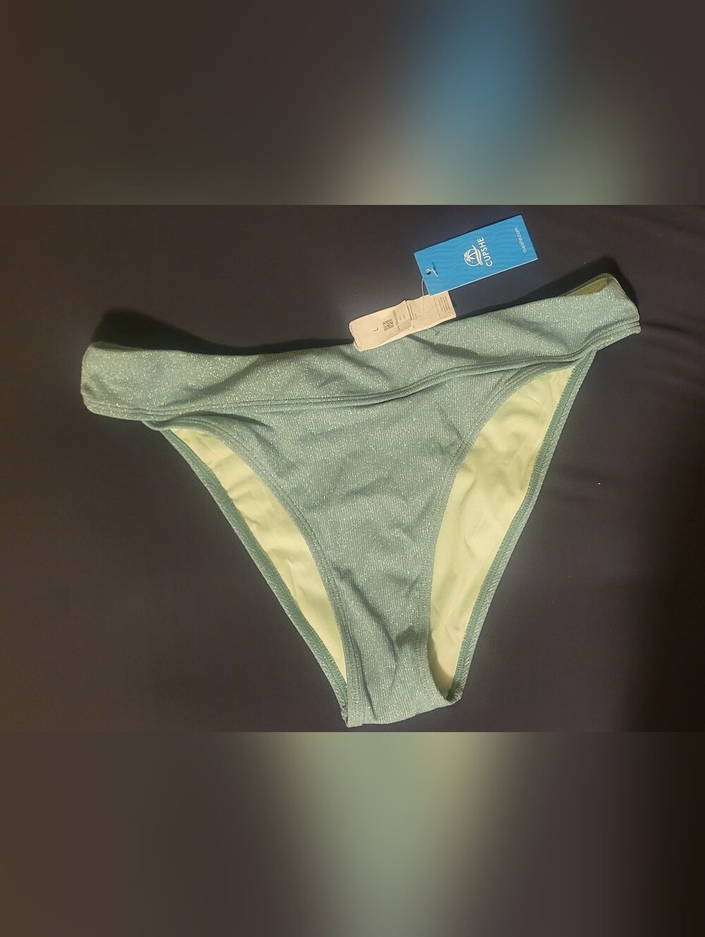Cupshe Size Large Blue Shimmer Bikini Bottom NWT